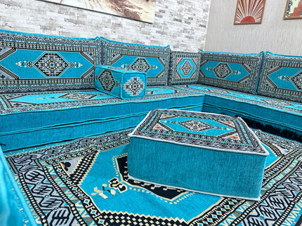 U förmiges orientalisches Sofa Set, Majlis-Sitzmöbel, Arabische Majlis, Bodenkissen, Türkisches Bode