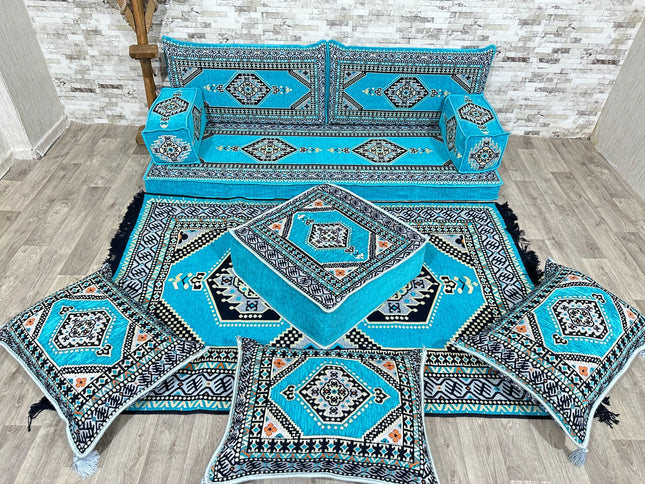 Orientalisches Sofa Set, Majlis-Sitzmöbel, Bodenkissen, Arabische Majlis, Türkisches Boden Sitzset