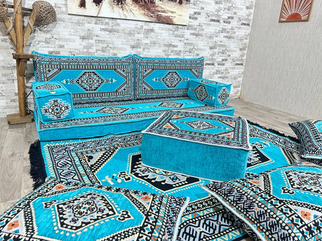 Orientalisches Sofa Set, Majlis-Sitzmöbel, Bodenkissen, Arabische Majlis, Türkisches Boden Sitzset