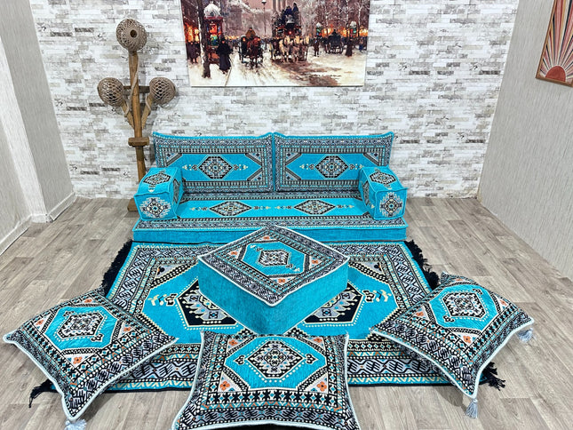 Orientalisches Sofa Set, Majlis-Sitzmöbel, Bodenkissen, Arabische Majlis, Türkisches Boden Sitzset