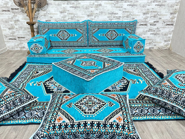 Orientalisches Sofa Set, Majlis-Sitzmöbel, Bodenkissen, Arabische Majlis, Türkisches Boden Sitzset