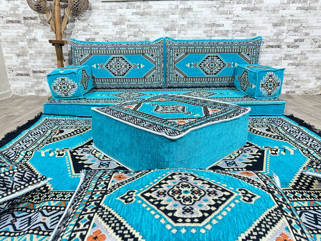 Orientalisches Sofa Set, Majlis-Sitzmöbel, Bodenkissen, Arabische Majlis, Türkisches Boden Sitzset