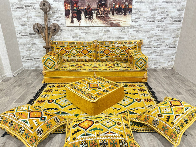 Orientalisches Sofa Set, Majlis-Sitzmöbel, Bodenkissen, Arabische Majlis, Türkisches Boden Sitzset