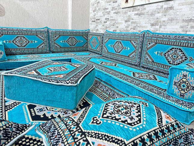 L förmiges orientalisches Sofa Set, Majlis-Sitzmöbel, Bodenkissen, Arabische Majlis, Türkisches Bode