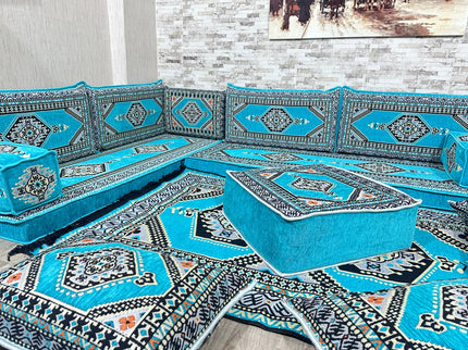 L förmiges orientalisches Sofa Set, Majlis-Sitzmöbel, Bodenkissen, Arabische Majlis, Türkisches Bode