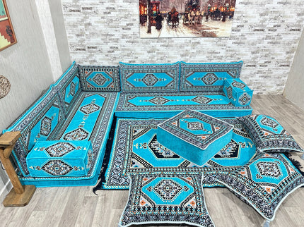 L förmiges orientalisches Sofa Set, Majlis-Sitzmöbel, Bodenkissen, Arabische Majlis, Türkisches Bode