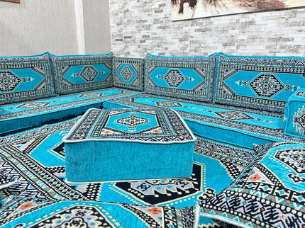L förmiges orientalisches Sofa Set, Majlis-Sitzmöbel, Bodenkissen, Arabische Majlis, Türkisches Bode