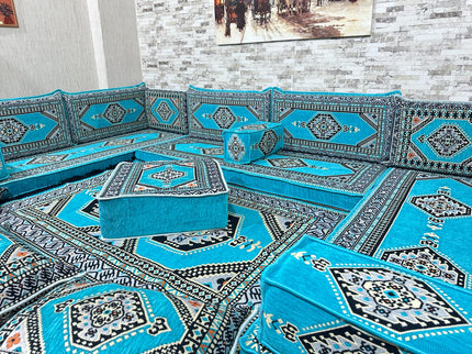 U förmiges orientalisches Sofa Set, Majlis-Sitzmöbel, Arabische Majlis, Bodenkissen, Türkisches Bode
