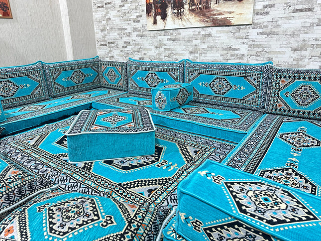 U Förmiges orientalisches Sofa Set, Terrasse Palettensofa, Bodenkissen, Arabische Majlis, Türkisches