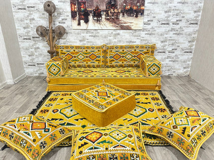 Orientalisches Sofa Set, Majlis-Sitzmöbel, Bodenkissen, Arabische Majlis, Türkisches Boden Sitzset