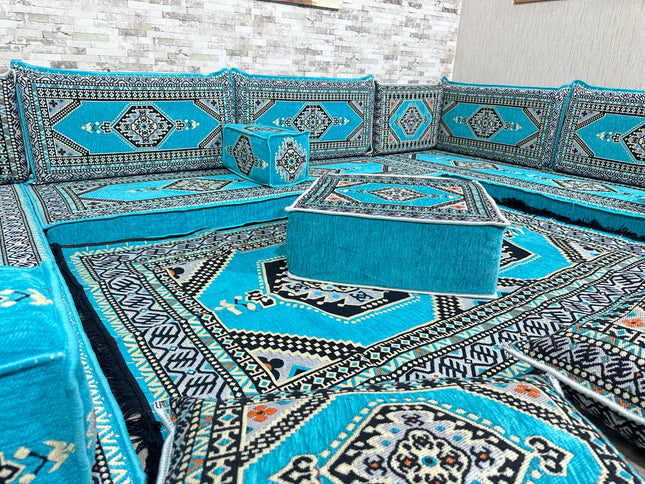 U förmiges orientalisches Sofa Set, Majlis-Sitzmöbel, Arabische Majlis, Bodenkissen, Türkisches Bode