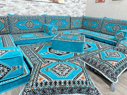 U förmiges orientalisches Sofa Set, Majlis-Sitzmöbel, Arabische Majlis, Bodenkissen, Türkisches Bode