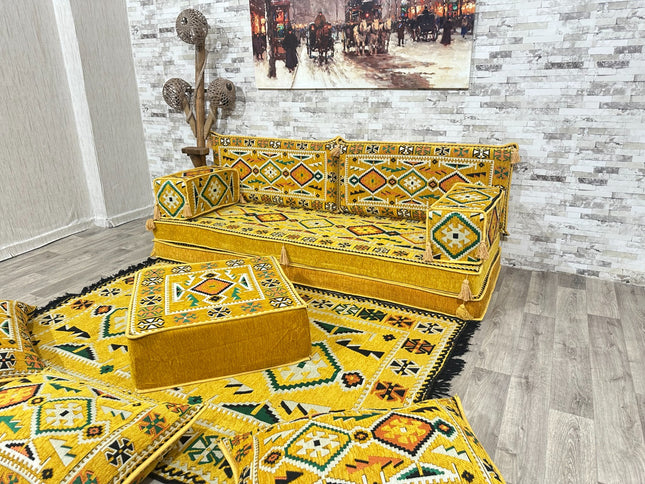 Orientalisches Sofa Set, Majlis-Sitzmöbel, Bodenkissen, Arabische Majlis, Türkisches Boden Sitzset