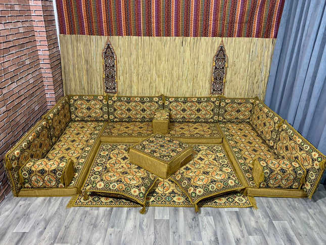 U Förmiges orientalisches Sofa Set, Terrasse Palettensofa, Bodenkissen, Arabische Majlis, Türkisches