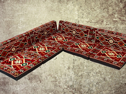 9-tlg. Orientalische Sitzecke, Sark Kösesi, Orientalische Ecke, Bodenkissen, Orient-Deko