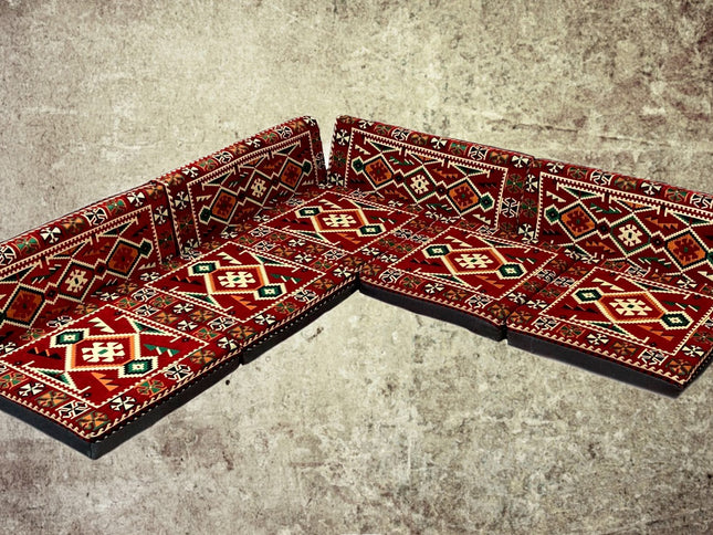 9-tlg. Orientalische Sitzecke, Sark Kösesi, Orientalische Ecke, Bodenkissen, Orient-Deko