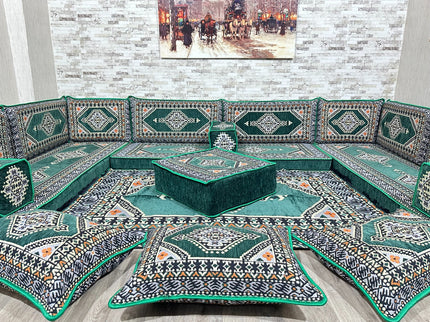 Arabische Majlis Sofa, U förmiges Orientalisches Sofa Set, Majlis-Sitzmöbel, Bodenkissen, Türkisches