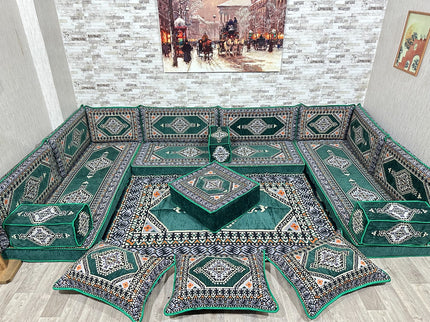 Arabische Majlis Sofa, U förmiges Orientalisches Sofa Set, Majlis-Sitzmöbel, Bodenkissen, Türkisches