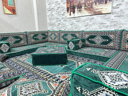 Arabische Majlis Sofa, U förmiges Orientalisches Sofa Set, Majlis-Sitzmöbel, Bodenkissen, Türkisches