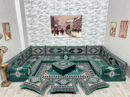 Arabische Majlis Sofa, U förmiges Orientalisches Sofa Set, Majlis-Sitzmöbel, Bodenkissen, Türkisches