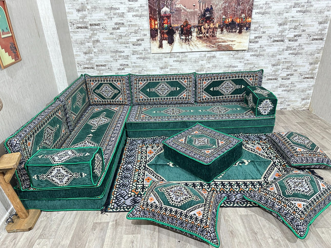Türkisches Boden Sitzset, Arabische Majlis, L förmiges orientalisches Sofa Set, Majlis-Sitzmöbel, Bo