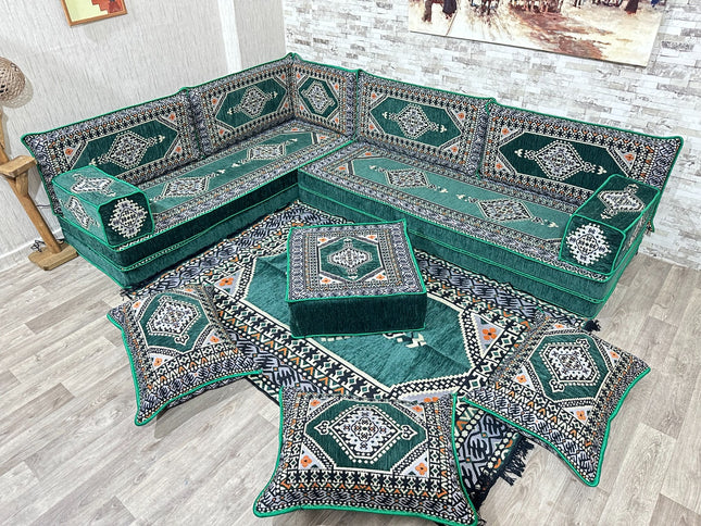 Türkisches Boden Sitzset, Arabische Majlis, L förmiges orientalisches Sofa Set, Majlis-Sitzmöbel, Bo
