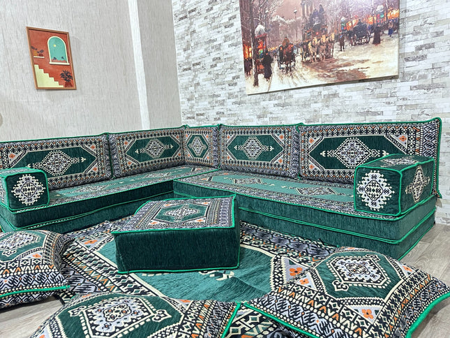 Türkisches Boden Sitzset, Arabische Majlis, L förmiges orientalisches Sofa Set, Majlis-Sitzmöbel, Bo