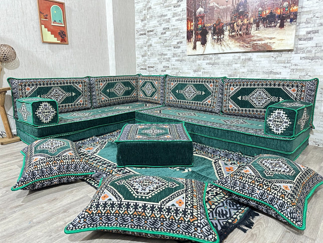 Türkisches Boden Sitzset, Arabische Majlis, L förmiges orientalisches Sofa Set, Majlis-Sitzmöbel, Bo
