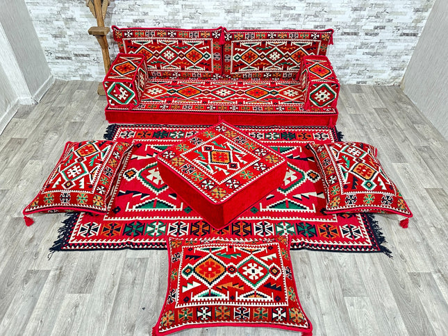 Orientalisches Sofa Set, Majlis-Sitzmöbel, Bodenkissen, Arabische Majlis, Türkisches Boden Sitzset