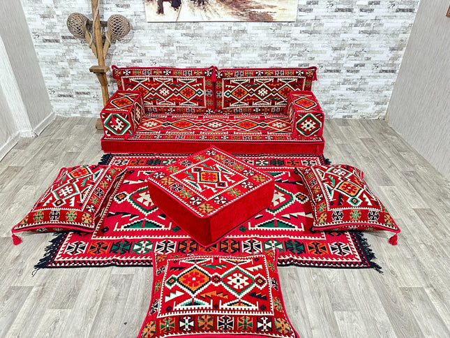 Orientalisches Sofa Set, Majlis-Sitzmöbel, Bodenkissen, Arabische Majlis, Türkisches Boden Sitzset