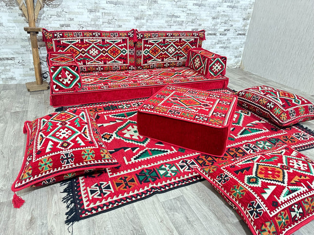 Orientalisches Sofa Set, Majlis-Sitzmöbel, Bodenkissen, Arabische Majlis, Türkisches Boden Sitzset