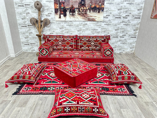 Orientalisches Sofa Set, Majlis-Sitzmöbel, Bodenkissen, Arabische Majlis, Türkisches Boden Sitzset