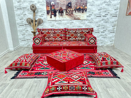 Orientalisches Sofa Set, Majlis-Sitzmöbel, Bodenkissen, Arabische Majlis, Türkisches Boden Sitzset