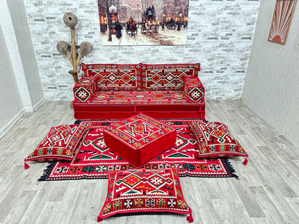 Orientalisches Sofa Set, Majlis-Sitzmöbel, Bodenkissen, Arabische Majlis, Türkisches Boden Sitzset