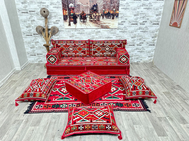 Orientalisches Sofa Set, Majlis-Sitzmöbel, Bodenkissen, Arabische Majlis, Türkisches Boden Sitzset
