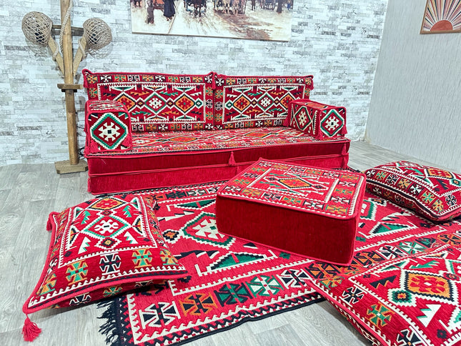 Orientalisches Sofa Set, Majlis-Sitzmöbel, Bodenkissen, Arabische Majlis, Türkisches Boden Sitzset