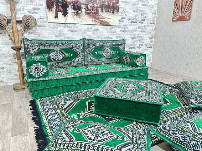 Orientalisches Sofa Set, Majlis-Sitzmöbel, Bodenkissen, Arabische Majlis, Türkisches Boden Sitzset