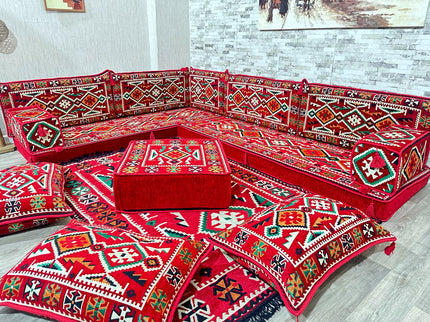 L förmiges orientalisches Sofa Set, Majlis-Sitzmöbel, Bodenkissen, Arabische Majlis, Türkisches Bode