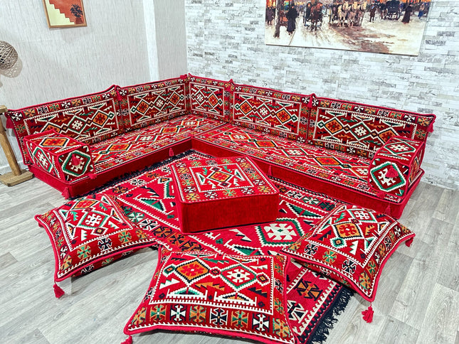 L förmiges orientalisches Sofa Set, Majlis-Sitzmöbel, Bodenkissen, Arabische Majlis, Türkisches Bode
