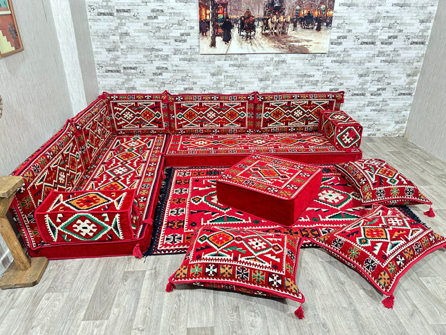 L förmiges orientalisches Sofa Set, Majlis-Sitzmöbel, Bodenkissen, Arabische Majlis, Türkisches Bode
