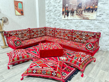 L förmiges orientalisches Sofa Set, Majlis-Sitzmöbel, Bodenkissen, Arabische Majlis, Türkisches Bode