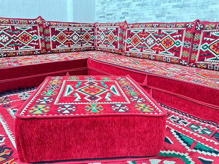 L förmiges orientalisches Sofa Set, Majlis-Sitzmöbel, Bodenkissen, Arabische Majlis, Türkisches Bode