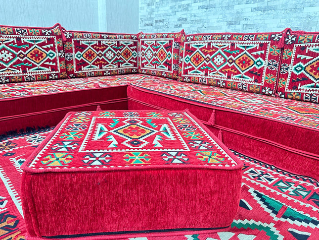 L förmiges orientalisches Sofa Set, Majlis-Sitzmöbel, Bodenkissen, Arabische Majlis, Türkisches Bode