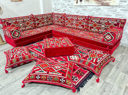 L förmiges orientalisches Sofa Set, Majlis-Sitzmöbel, Bodenkissen, Arabische Majlis, Türkisches Bode