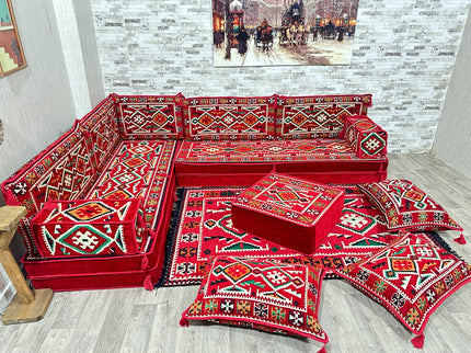 L förmiges orientalisches Sofa Set, Majlis-Sitzmöbel, Bodenkissen, Arabische Majlis, Türkisches Bode
