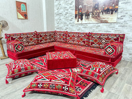 L förmiges orientalisches Sofa Set, Majlis-Sitzmöbel, Bodenkissen, Arabische Majlis, Türkisches Bode