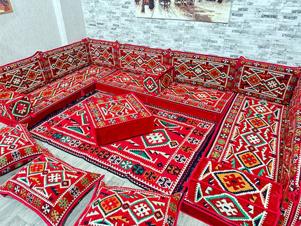 U förmiges orientalisches Sofa Set, Majlis-Sitzmöbel, Arabische Majlis, Bodenkissen, Türkisches Bode