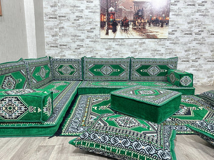 L förmiges orientalisches Sofa Set, Majlis-Sitzmöbel, Bodenkissen, Arabische Majlis, Türkisches Bode