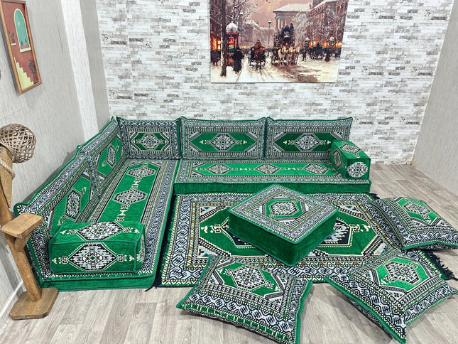 L förmiges orientalisches Sofa Set, Majlis-Sitzmöbel, Bodenkissen, Arabische Majlis, Türkisches Bode