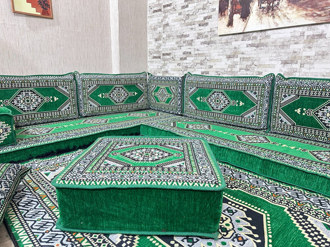 L förmiges orientalisches Sofa Set, Majlis-Sitzmöbel, Bodenkissen, Arabische Majlis, Türkisches Bode